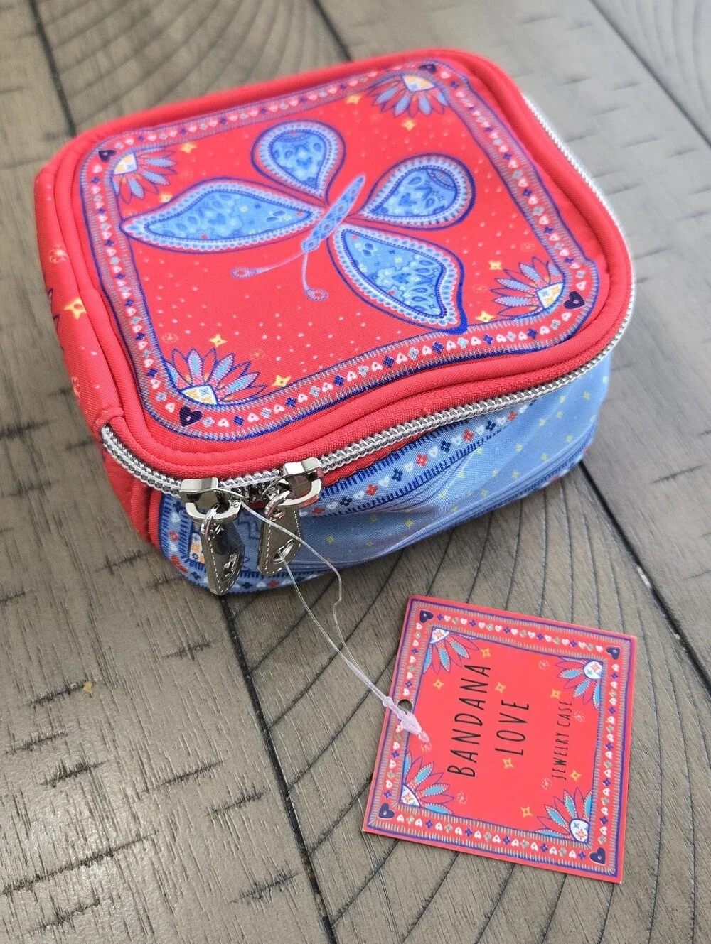 Brighton Bandana Love Red & Blue Zip Pouch
